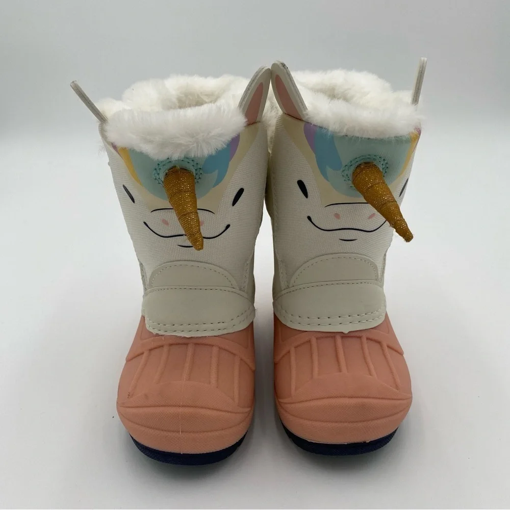 Cat & Jack Thermolite Unicorn Faux Fur Lined Little Girl Snow Boots Shoes Size 6